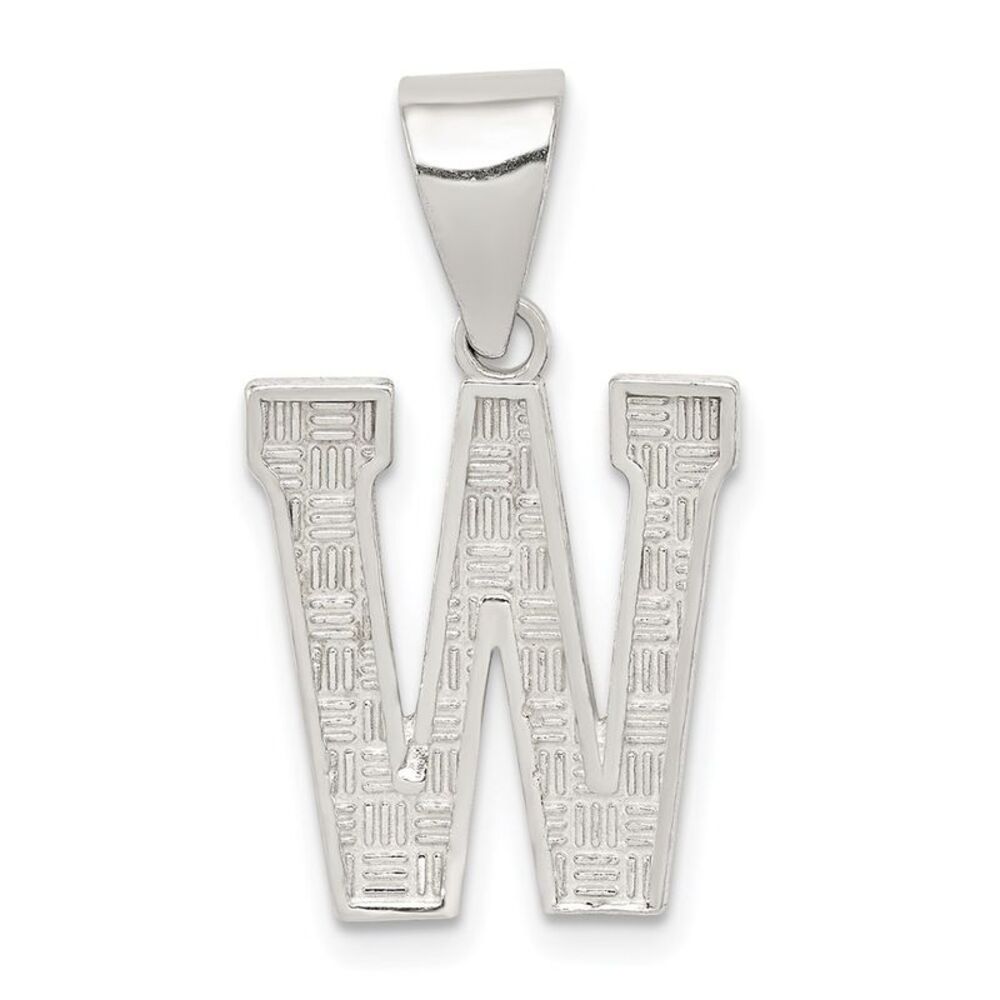 Sterling Silver, Sami Collection, Textured Block Initial W Pendant
